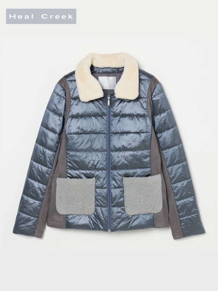 Heal Creek（ヒールクリーク）シャンブレータフタ×リブニットコンビ中わたブルゾン