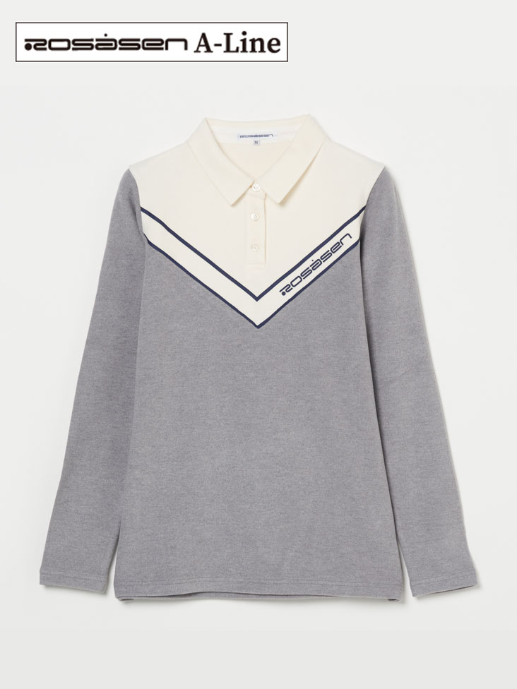Rosasen（ロサーセン）V字配色長袖ポロシャツ