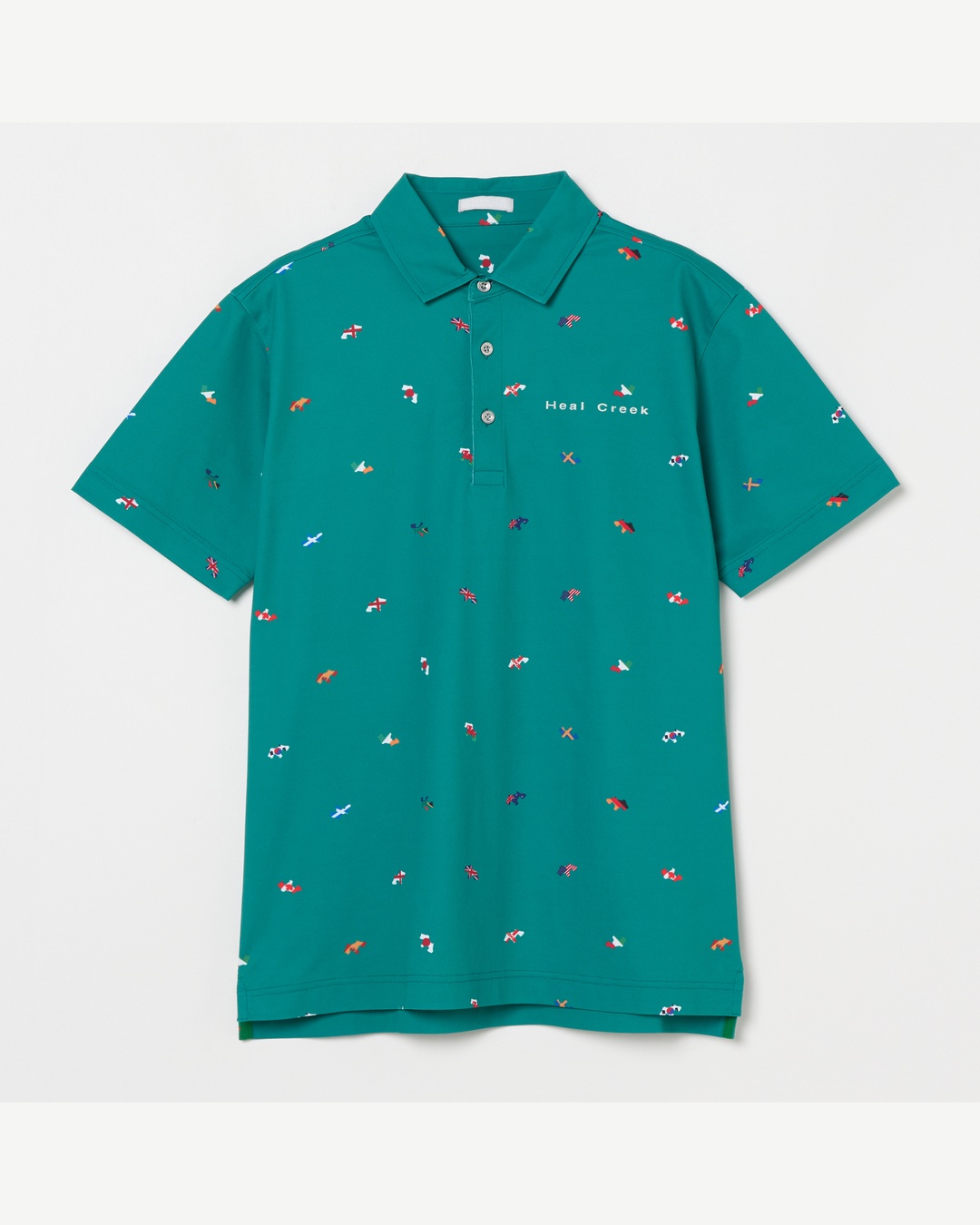 Heal Creek（ヒールクリーク）ヘンリーフラッグプリント半袖シャツ