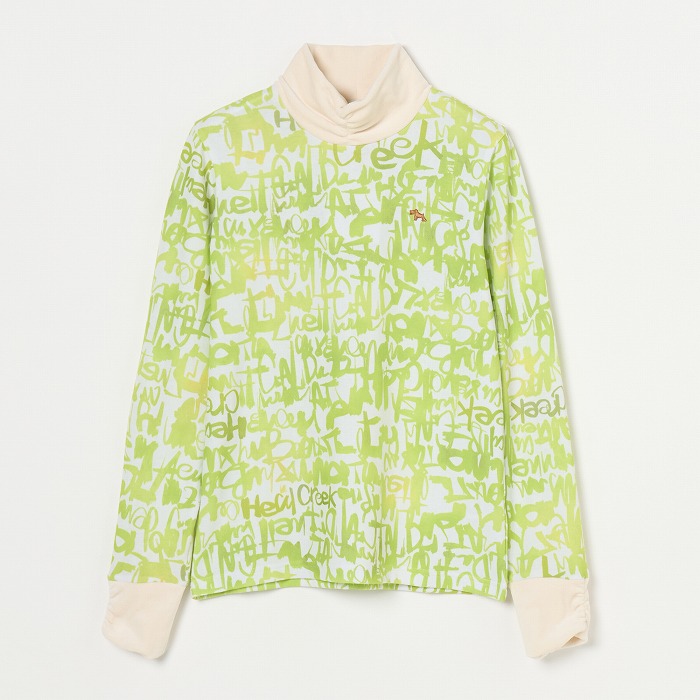 Heal Creek（ヒールクリーク）ブラッシュドロゴプリントハイネック長袖シャツ