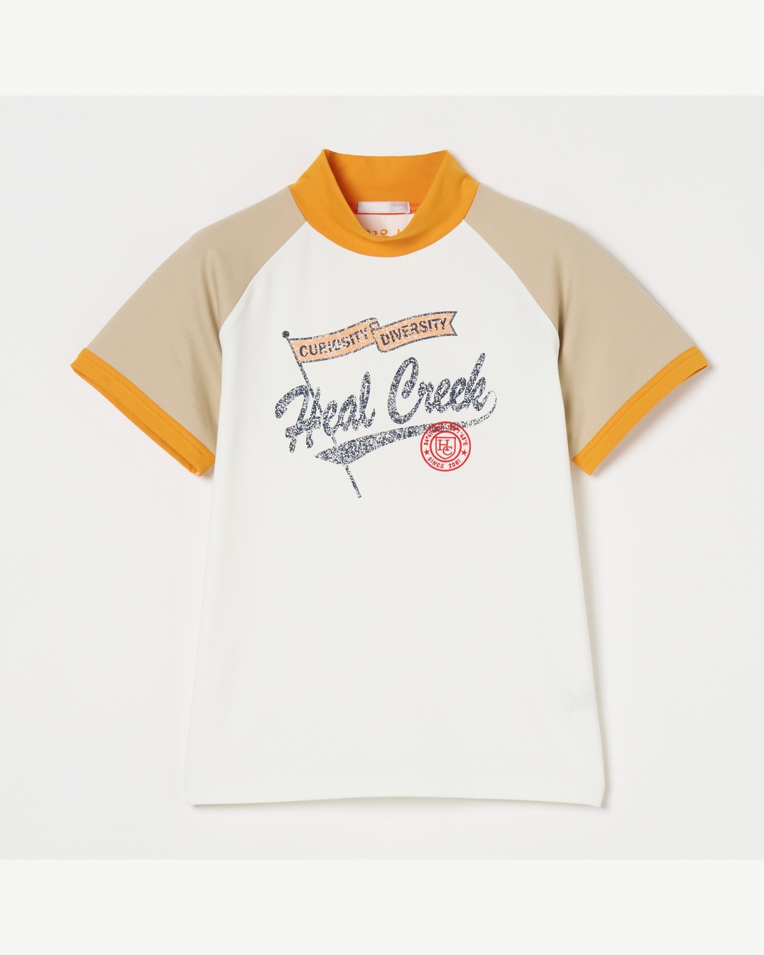 Heal Creek（ヒールクリーク）ヴィンテージプリント半袖モックネックTシャツ