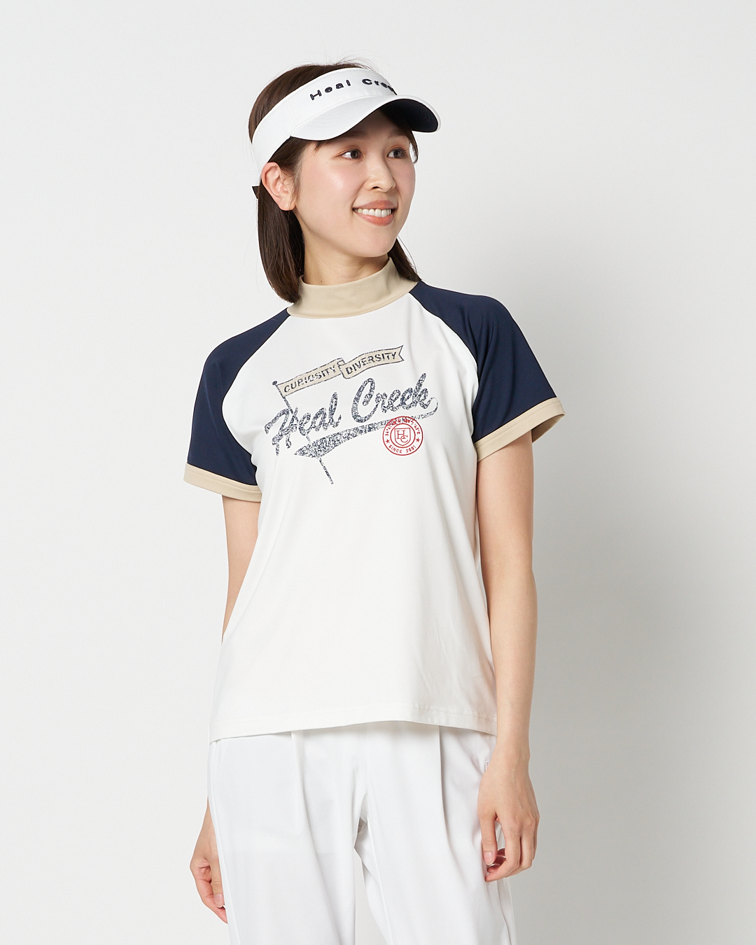 Heal Creek（ヒールクリーク）ヴィンテージプリント半袖モックネックTシャツ