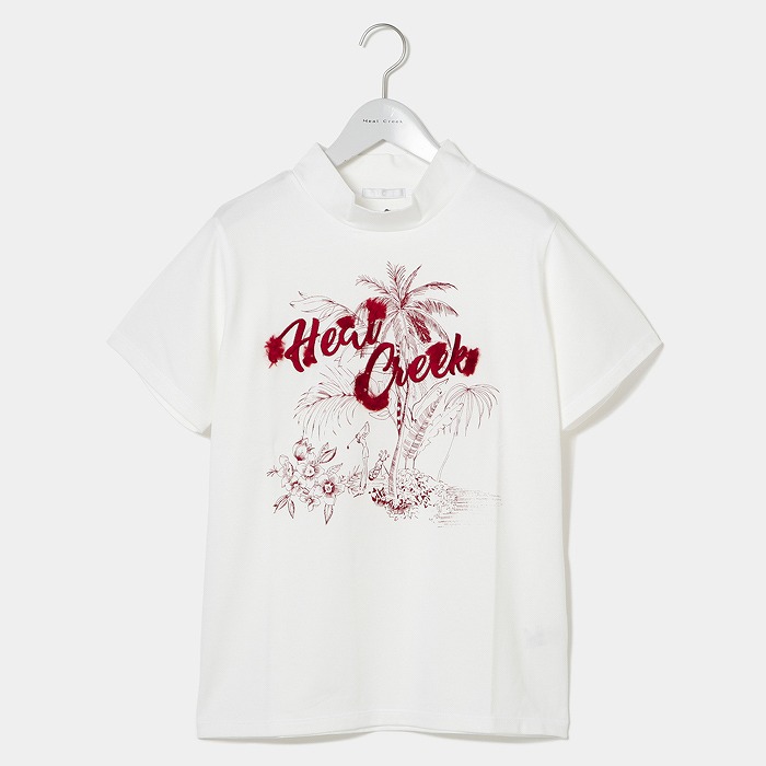Heal Creek（ヒールクリーク）パームツリーPT+ロゴ刺繍 半袖ハイネック