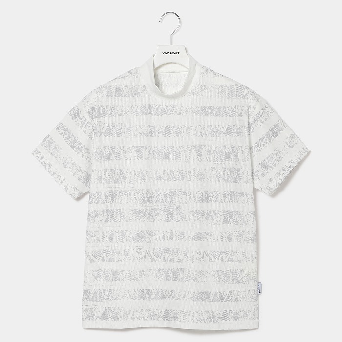 VIVA HEART（ビバハート）メッシュグラフィックボーダー半袖モックネック