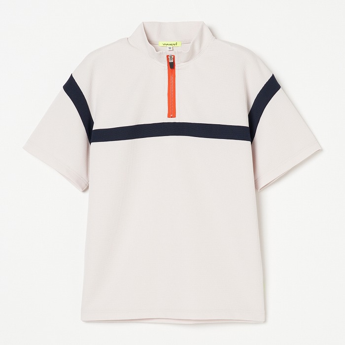 VIVA HEART（ビバハート）ワッフル半袖ハーフジップ