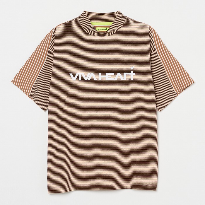 VIVA HEART（ビバハート）ボーダーコンビ半袖モックネックシャツ