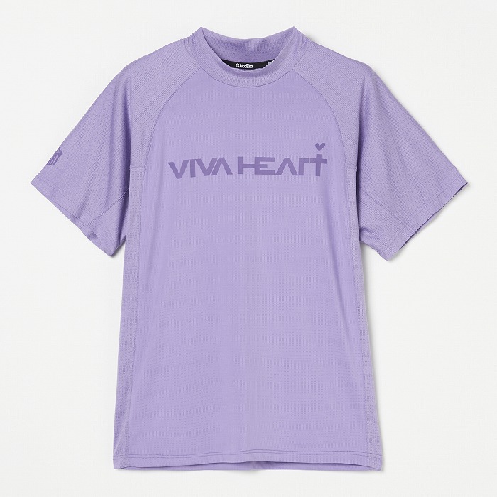 VIVA HEART（ビバハート）パターンメッシュアスレチック半袖モックネックシャツ