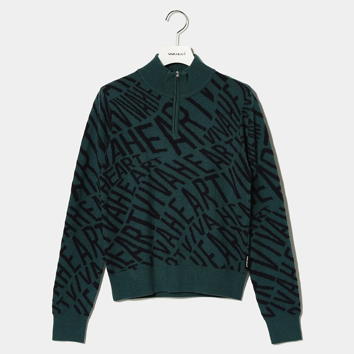 VIVA HEART（ビバハート）ロゴジャカードハーフジップニット