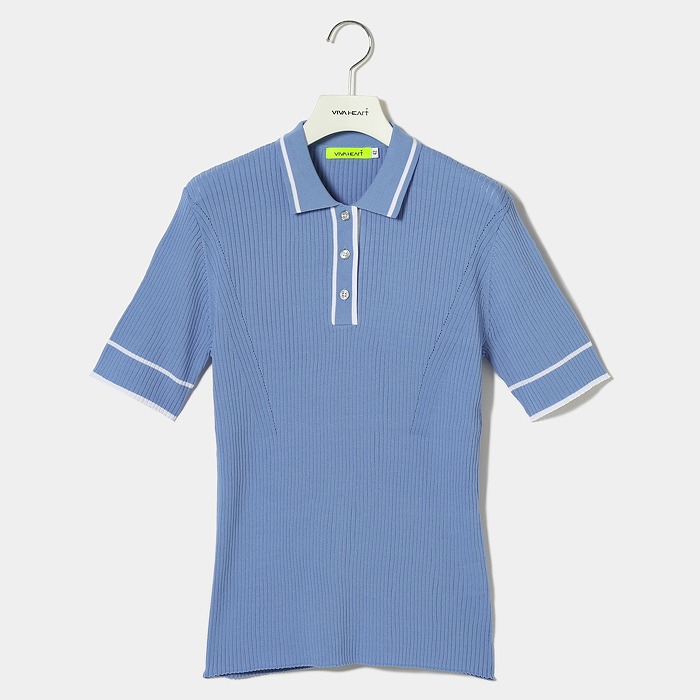 VIVA HEART（ビバハート）リブニット半袖ポロ