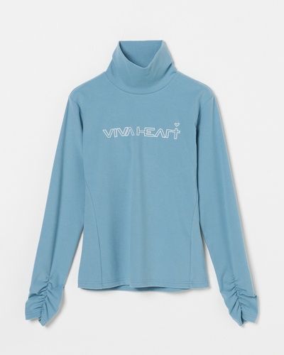VIVA HEART（ビバハート） 袖口シャーリング 長袖モックネックシャツ