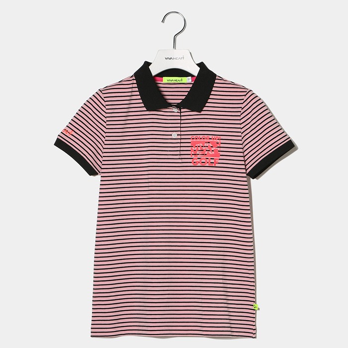 VIVAHEART（ビバハート）ベアテンボーダー半袖ポロシャツ