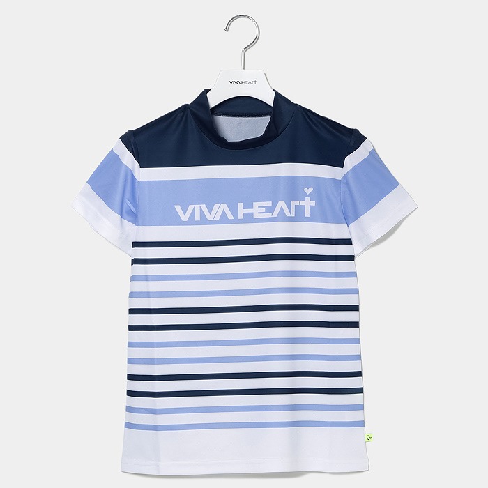 VIVAHEART（ビバハート）ストレッチポリボーダー半袖モックネック