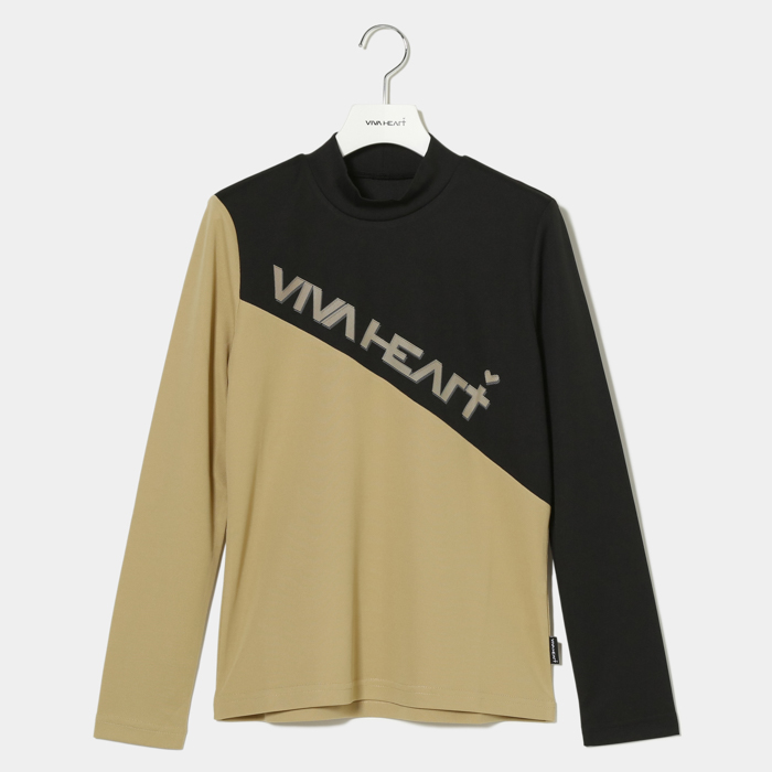 VIVA HEART（ビバハート）カラーブロック長袖モックネックシャツ
