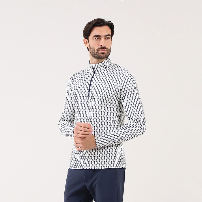 CHERVO（シェルボ）シーズンモチーフプリントハーフジップシャツ