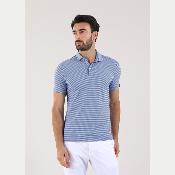 CHERVO（シェルボ）ギンガムチェック半袖ポロシャツ