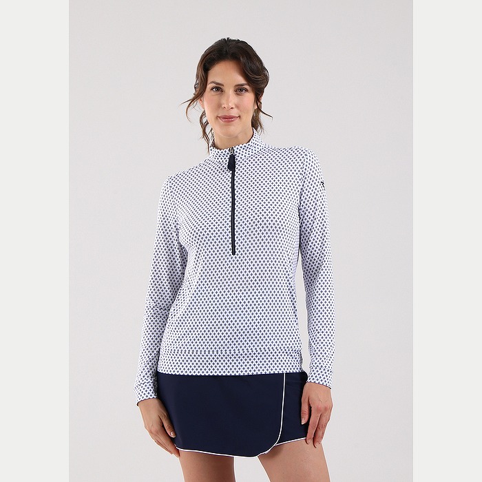 CHERVO（シェルボ）ハーフジップタートルネック長袖プリントシャツ