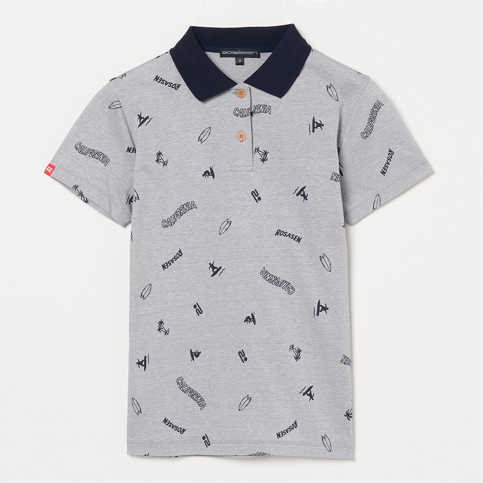 Rosasen（ロサーセン）飛び柄プリント半袖ポロ