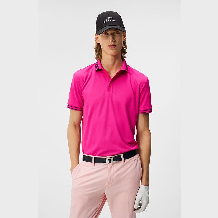 J.LINDEBERG（ジェイリンドバーグ）ロゴニット襟半袖ポロ