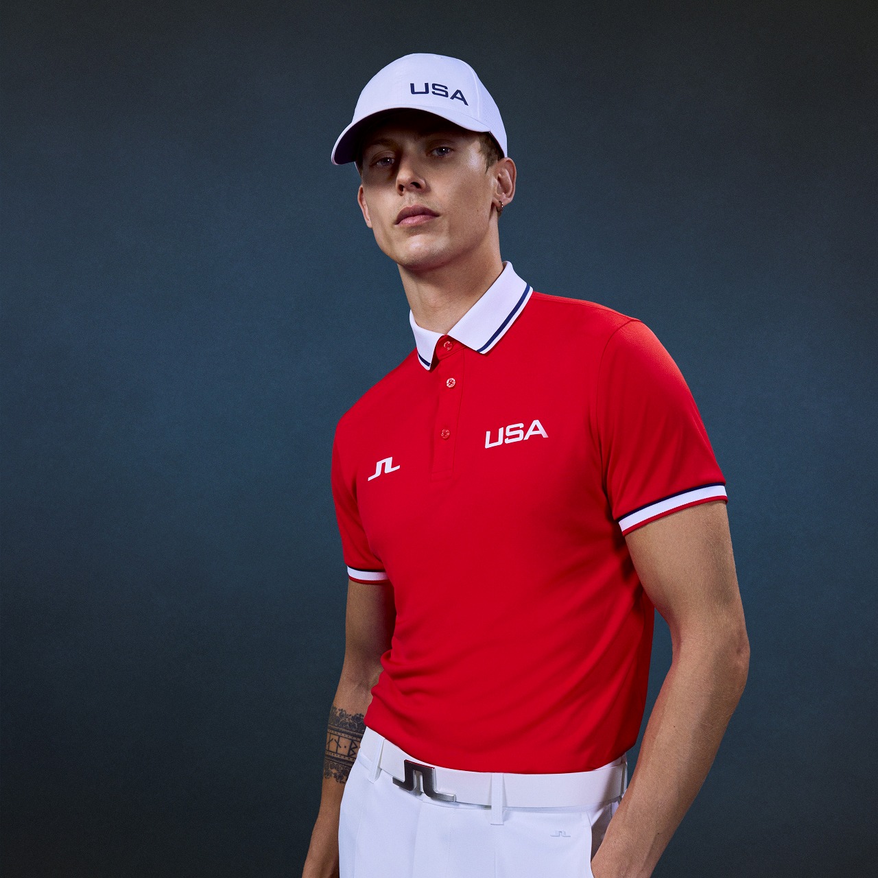 J.LINDEBERG（ジェイリンドバーグ）リブ襟半袖ポロ【USA GOLF COLLECTION】