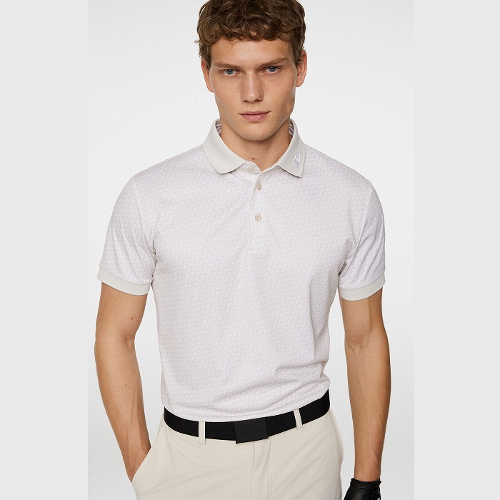 J.LINDEBERG（ジェイリンドバーグ）シーズナルプリント袖ロゴ刺繍半袖ポロ