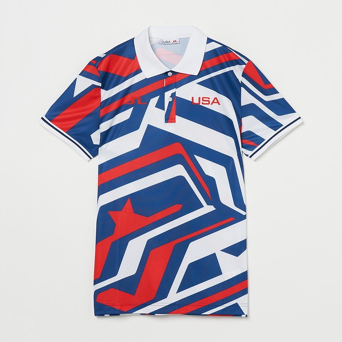 J.LINDEBERG（ジェイリンドバーグ）グラフィック柄半袖ポロ【USA GOLF COLLECTION】
