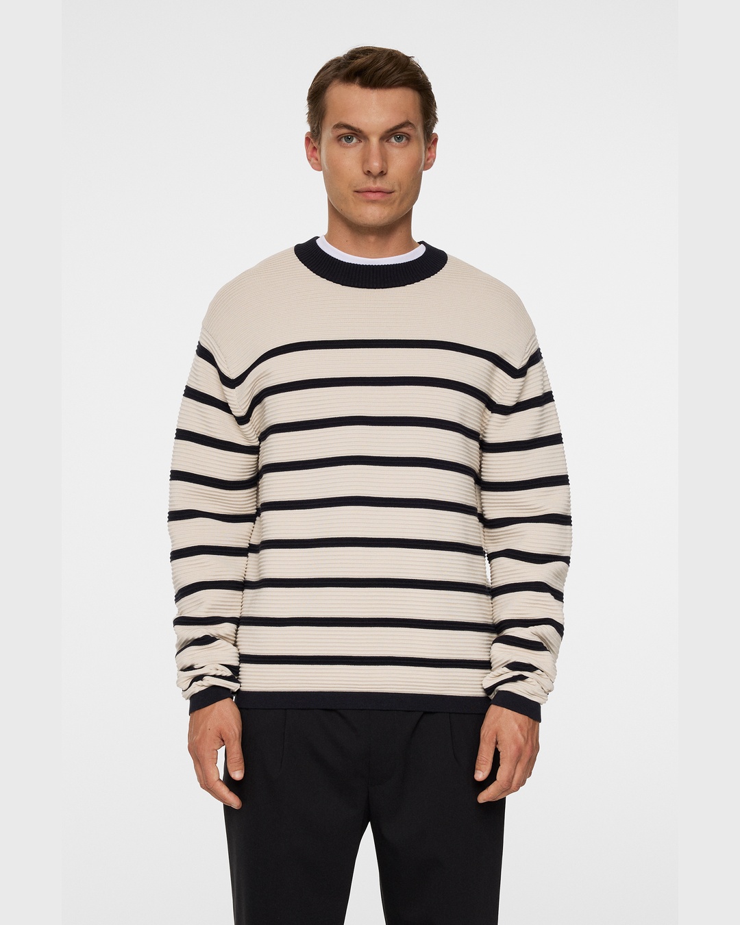 J.LINDEBERG（ジェイリンドバーグ）JLストライプ長袖クルーネックセーター