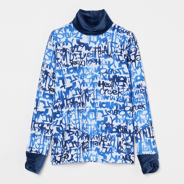 Heal Creek（ヒールクリーク）ブラッシュドロゴプリントハイネック長袖シャツ